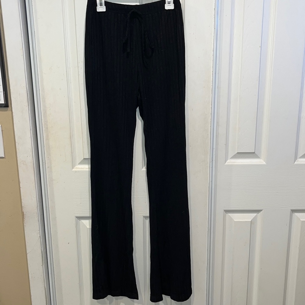 NWOT Black Ribbed Flare Pants